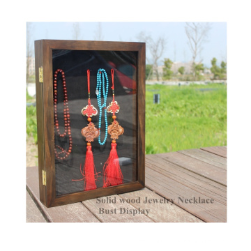wholesale custom 8x10 walnut 3d deep Solid wood jewelry antique necklace display case  shadow box frame for home decor